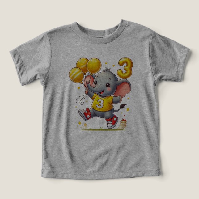 Tre stora Firande: Elefanten med ballonger T Shirt (Design Framsida)