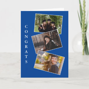 Tre studenten-grattisar blått kort