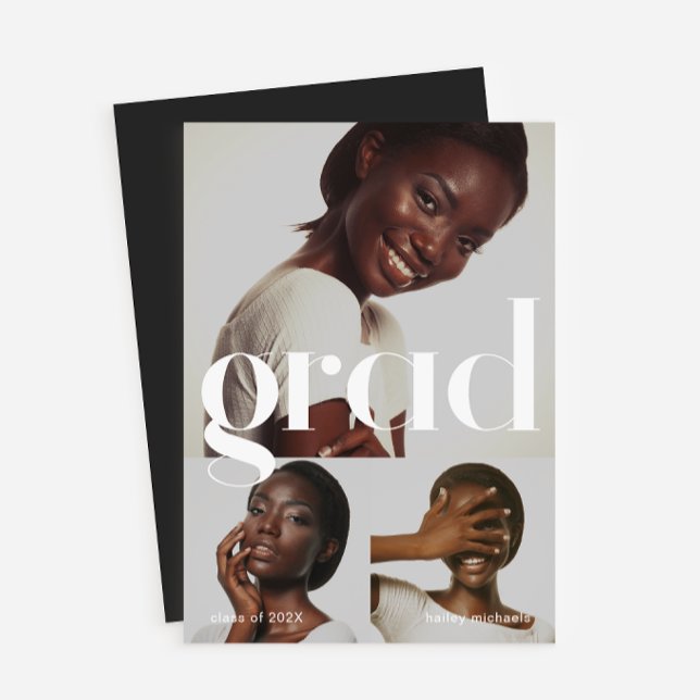 Tre Studentfester för Photo Collage Black White Inbjudningar (Skapare uppladdad)