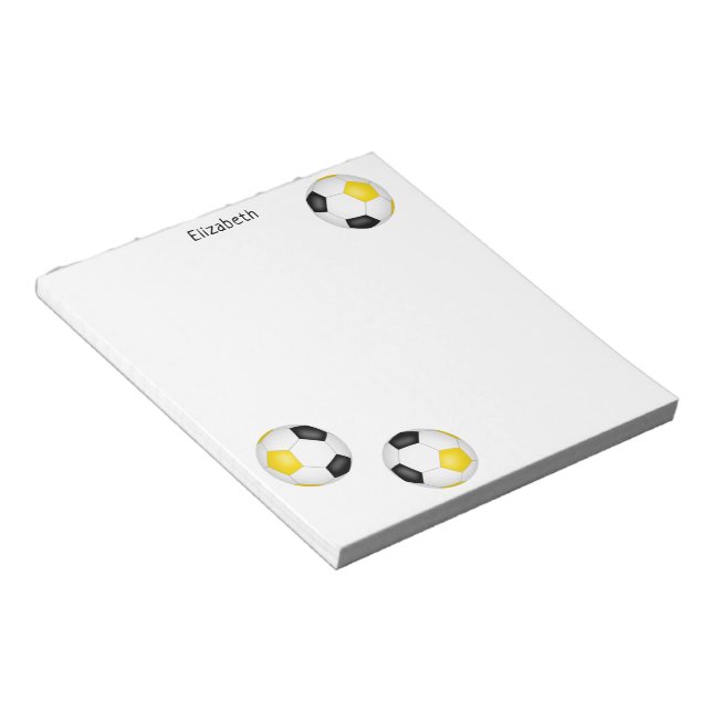 tre svarta guld-fotbollar personlig anteckningsblock (Vinklad)