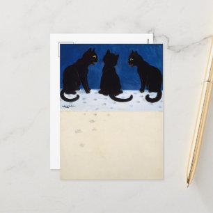 Tre Svarta katter i Snö av Louis Wain Helg Vykort
