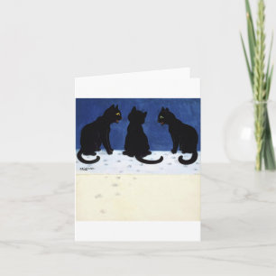 Tre Svarta katter i Snö av Louis Wain Kort