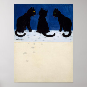 Tre Svarta katter i Snö av Louis Wain Poster
