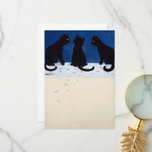 Tre Svarta katter i Snö av Louis Wain Tack Kort