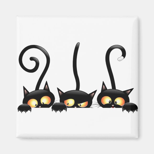 Tre svarta katter magnet (Framsidan)