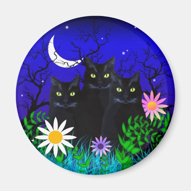 Tre Svarta katter vid Nattmagnet Magnet (Framsidan)