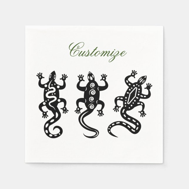 Tre svarta lizards Thunder_Cove Sydvästra Stil Pappersservett (Framsidan)
