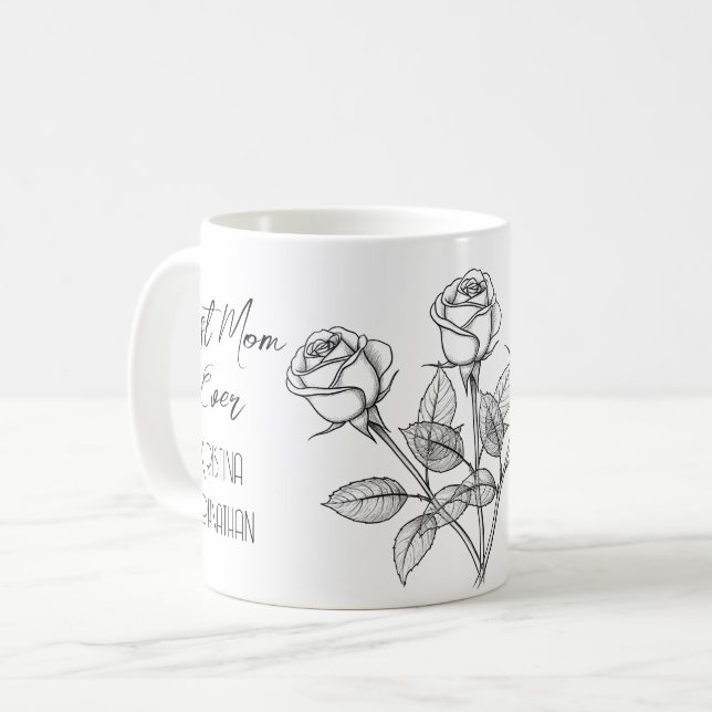 Tre svarta och Vit ros Mors dag Kaffemugg (Framsida vänster)