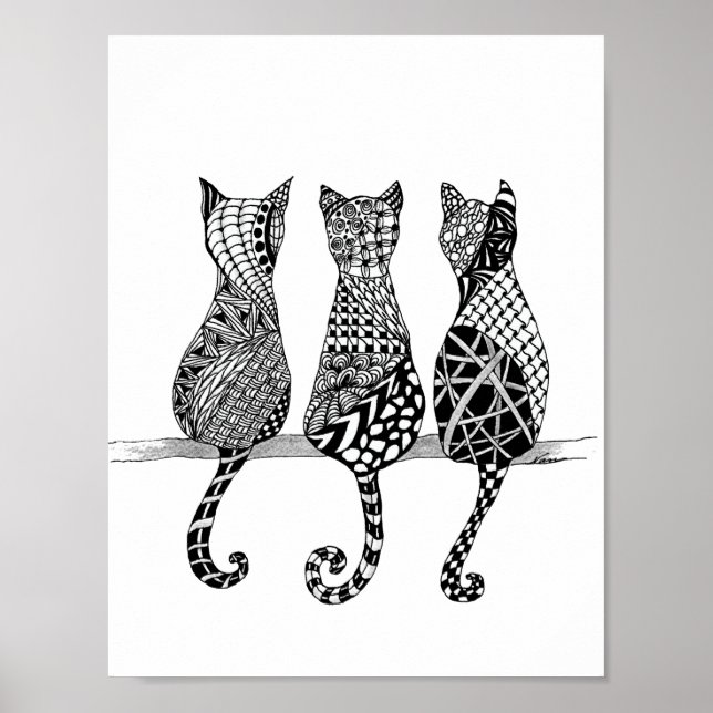 Tre svarta och vita kassetter skriver ut poster (Framsidan)