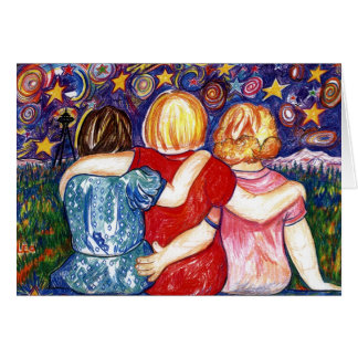 Tre systrar hälsningskort