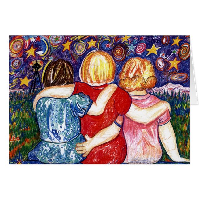 Tre systrar hälsningskort (Framsidan Horizontal)