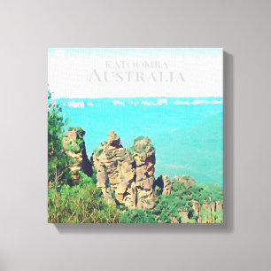 Tre systrar i Katoomba scenic Australien reser Canvastryck