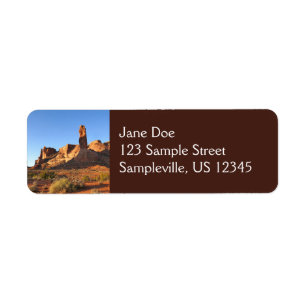 Tre systrar vid Arches National Park Returadress Etikett