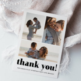 Tre Tack för Photo Collage Blue-Födelsedagsfest Kort