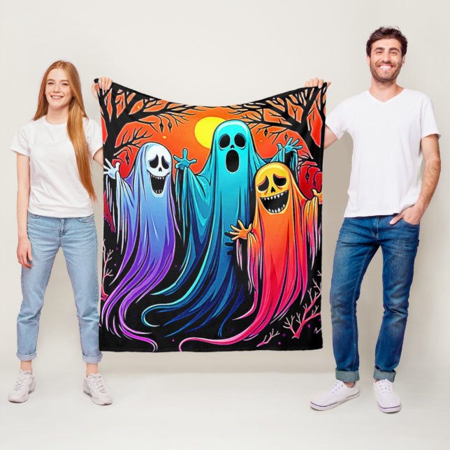 Tre taloky Halloween Spöken Design Fleecefilt (På plats)