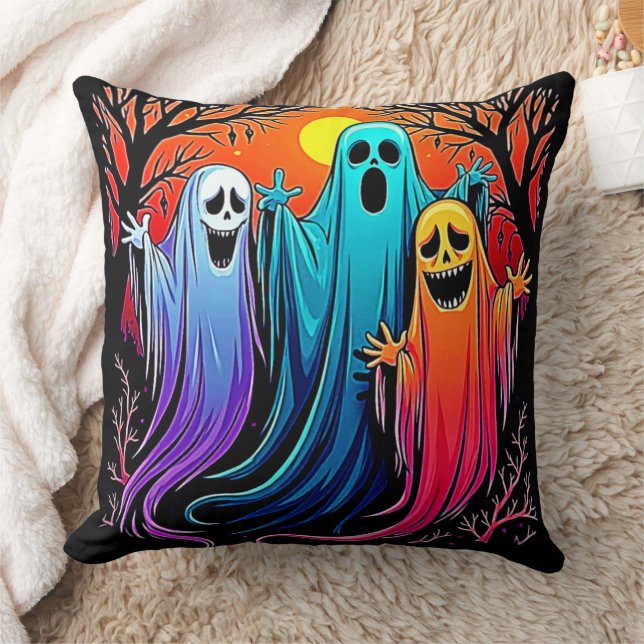 Tre taloky Halloween Spöken Design Kudde (Filt)