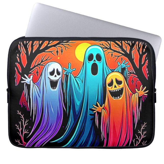 Tre taloky Halloween Spöken Design Laptop Fodral (Framsidan)