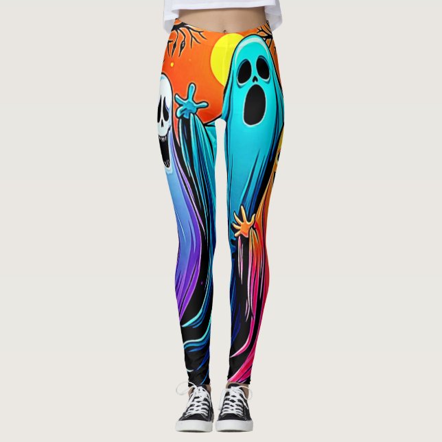Tre taloky Halloween Spöken Design Leggings (Framsida)