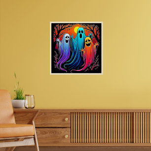 Tre taloky Halloween Spöken Design Poster