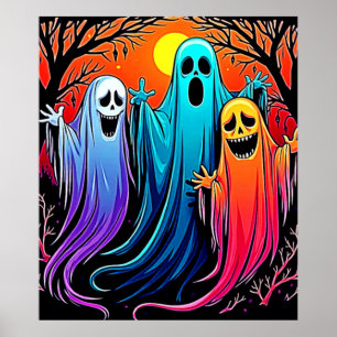 Tre taloky Halloween Spöken Design Poster