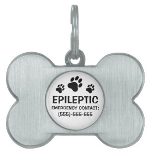 Tre tassavtryck Epilepsi Medicinsk Varning ID-bricka Husdjur