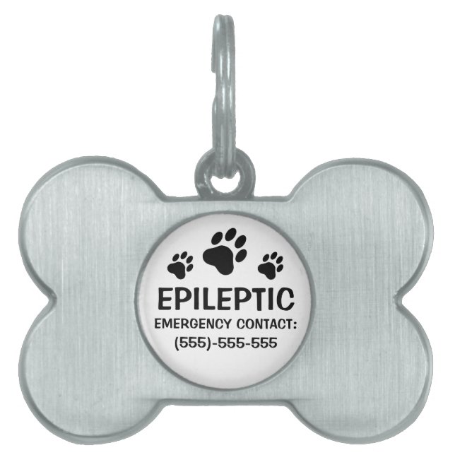 Tre tassavtryck Epilepsi Medicinsk Varning ID-bricka Husdjur (Framsidan)