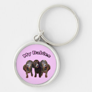 Tre taxhundar Keychain Rund Silverfärgad Nyckelring