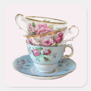 Tre Tea Kopp Fyrkantigt Klistermärke