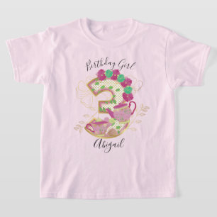 Tre tea Party Birthday Girl BLOMMIGT T Shirt