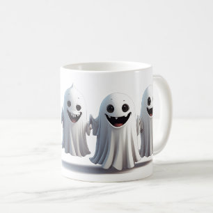 Tre tecknade spökvänner redo för Halloween 🦇 Kaffemugg