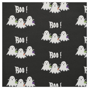 Tre Tecknader Little Ghost Black Fabric Tyg