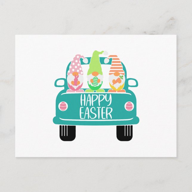 Tre Tecknader Påsk Gnomes Phrase Quote Calligrap Vykort (Framsida)