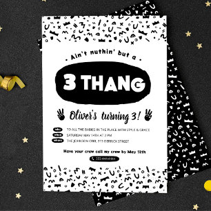 Tre Thang, 90-talet Hip hop Födelsedagsfest inbjud Inbjudan Vykort