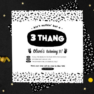 Tre Thang, 90-talet Hip hop Födelsedagsfest inbjud Inbjudningar