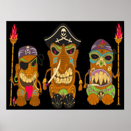 Tre Tiki Pirater, Funny Black Poster