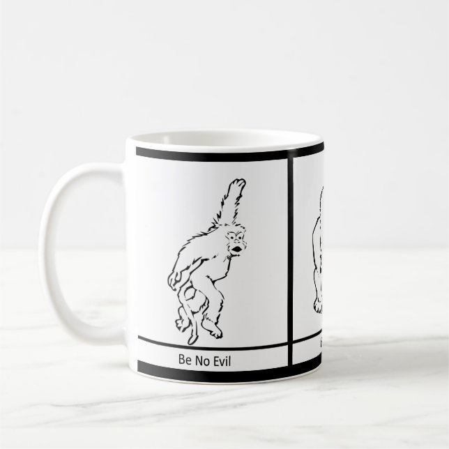 Tre till och med klokare apor ger ny visdom kaffemugg (Vänster)