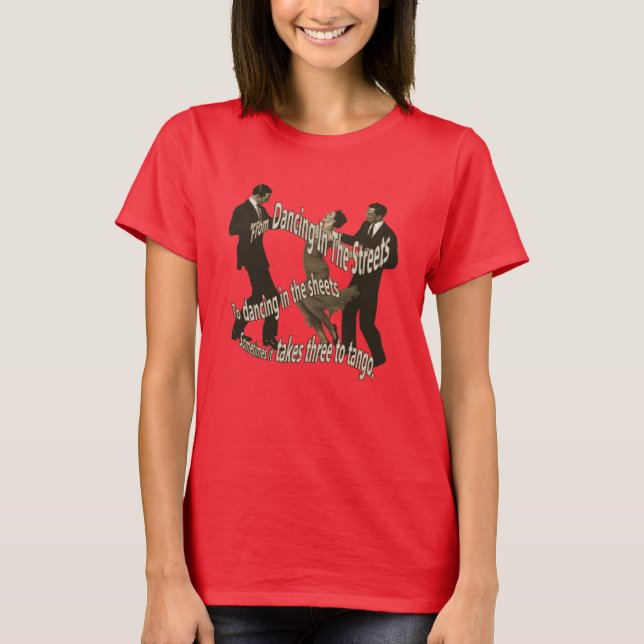 Tre till Tango Dancing Retro Thresome T Shirt (Framsida)