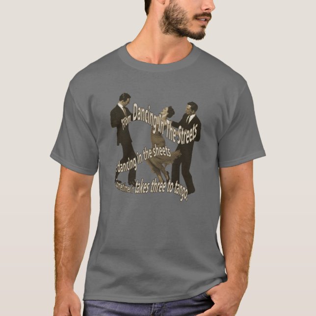 Tre till Tango Dancing Retro Thresome T Shirt (Framsida)