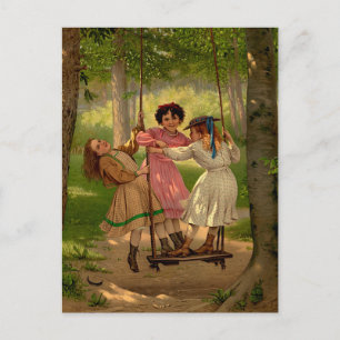 Tre Tomboys Vintage Illustration Vykort