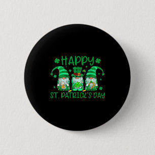 Tre tomtar som håller shamrock leopardplaid st knapp