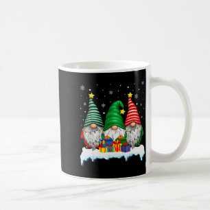 Tre Tomte Träd Ljussättning Män Kvinnor Matchande Kaffemugg