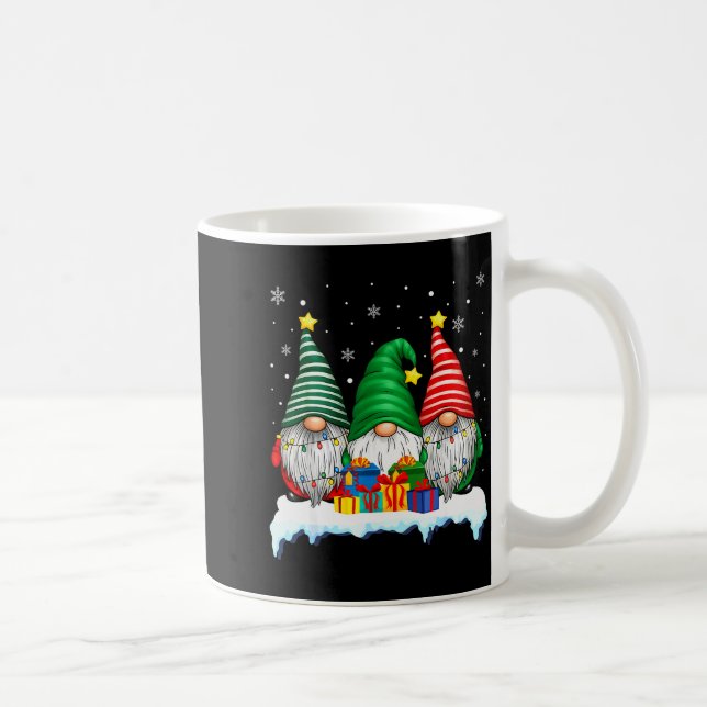 Tre Tomte Träd Ljussättning Män Kvinnor Matchande  Kaffemugg (Höger)