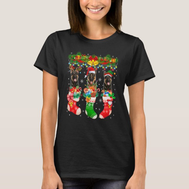 Tre tomtrener Elf German Shepherd Hundar i X T Shirt (Framsida)