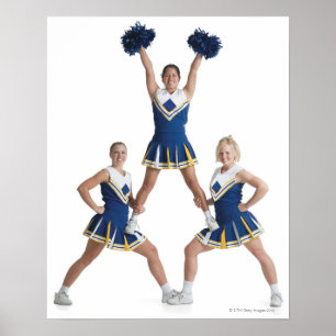 tre tonåringar av kvinnliga cheeredare i Kaukasus Poster