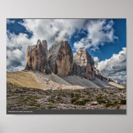 Tre toppar av Lavaredo, Dolomites, Italien Poster
