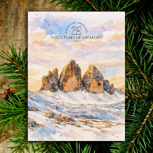Tre toppar Lavaredo Akvarell Berg Vykort