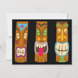 Tre Trä Tiki-statyer, Funny Black Vykort