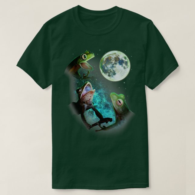 Tre Träd gros Howl vid Måne 3 Wolfs Vargar Ludny T Shirt (Design framsida)