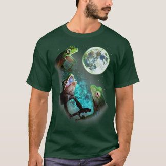 Tre Träd gros Howl vid Måne 3 Wolfs Vargar Ludny T Shirt