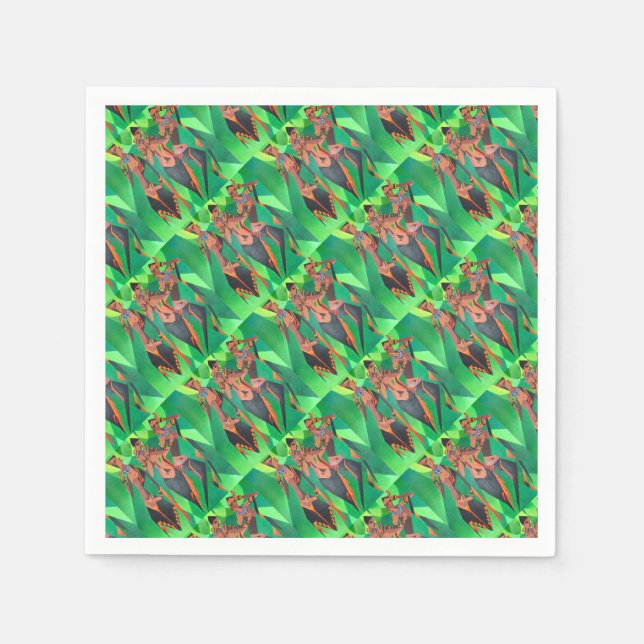 Tre traditionella, svarta kvinnor som dansar pappersservett (Framsidan)